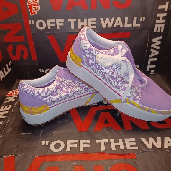 Vans Old Skool Men's 8/Women’s 9.5 stacked Wavy Daze Sheer Lilac VN0A4U15BD9 - Picture 3 of 12
